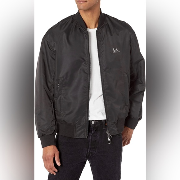 A|X ARMANI EXCHANGE Men's Nut & Bolt Print Lightweight Bomber Jacket - Picture 2 of 5